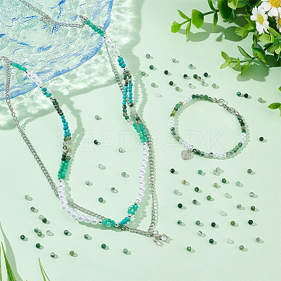 2 Strands Natural Moss Agate Beads Strands G-NB0004-12-1