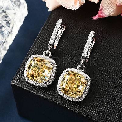 925 Sterling Silver Micro Pave Cubic Zirconia Dangle Hoop Earrings EJEW-F371-01A-02-1
