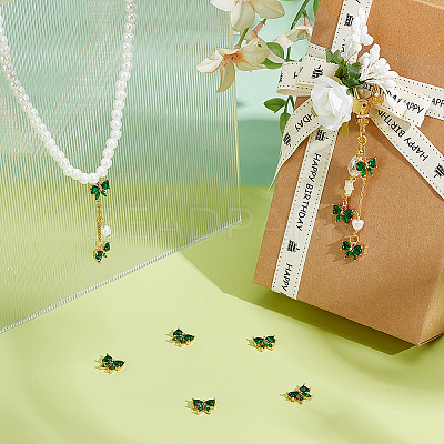 12Pcs Brass Glass Charms KK-PH0013-43B-1
