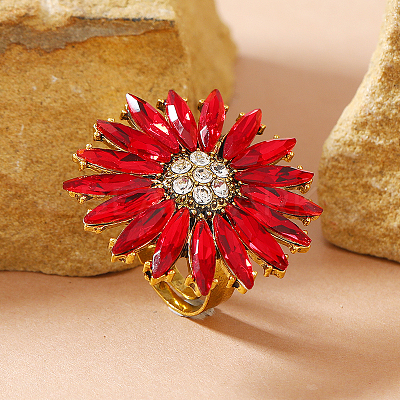 Alloy with Glass Finger Rings for Women OX7798-2-1