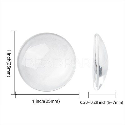 Transparent Glass Cabochons GGLA-R026-25mm-1