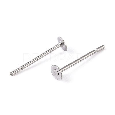 Tarnish Resistant 316 Surgical Stainless Steel Flat Round Blank Peg Stud Earring Settings X-STAS-R073-04-1