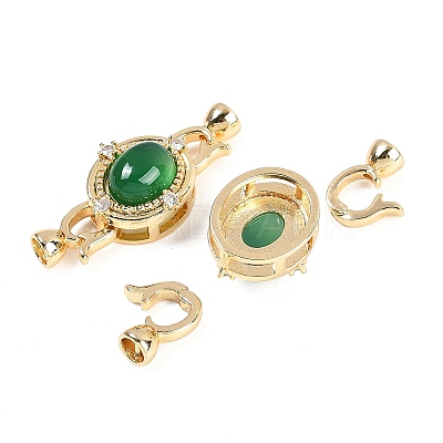 Brass Micro Pave Clear Cubic Zirconia Fold Over Clasps KK-U043-54G-02-1