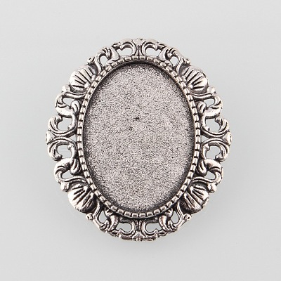 Vintage Alloy Brooch Cabochon Bezel Settings X-PALLOY-O038-30AS-1