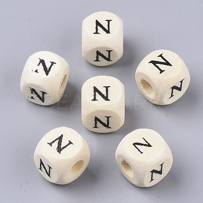 Printed Natural Wood Beads WOOD-T026-001N-1