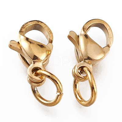 Ion Plating(IP) 304 Stainless Steel Lobster Claw Clasps X-STAS-G240-01A-G-1