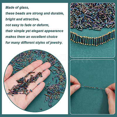 1600Pcs 4 Styles Glass Twisted Bugle Beads SEED-PH0002-09B-1