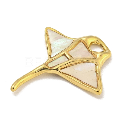 Ion Plating(IP) 304 Stainless Steel Pave Paua Shell Pendants STAS-S146-13G-1
