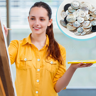 160Pcs 8 Styles 2-Hole Flat Round Mother of Pearl Buttons SHEL-GA0001-18-1
