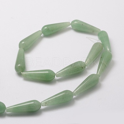 Natural Green Aventurine Teardrop Beads Strands G-E329-31-1