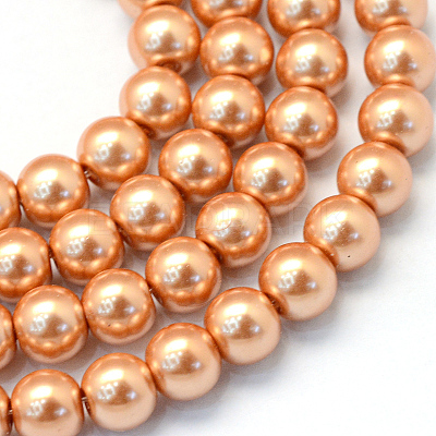Baking Paint Pearlized Glass Pearl Round Bead Strands HY-Q003-6mm-33-1