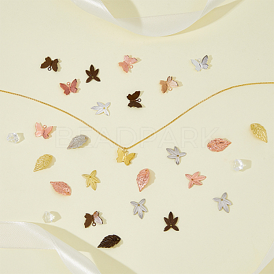 140Pcs 14 Style Brass Filigree Pendants KK-FH0006-06-1