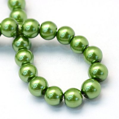 Baking Paint Pearlized Glass Pearl Round Bead Strands HY-Q003-4mm-13-1