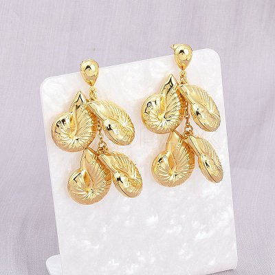 304 Stainless Steel Dangle Stud Earrings EJEW-P325-05G-G-1