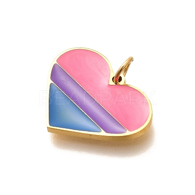 Pride 304 Stainless Steel Enamel Pendants STAS-B079-01G-17-1