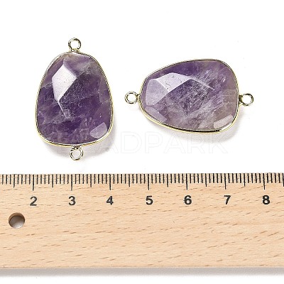 Natural Amethyst Faceted Connector Charms G-F763-02G-04-1