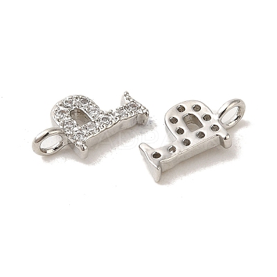 Initial Letter Brass Micro Pave Cubic Zirconia Pendants ZIRC-F008-P-1