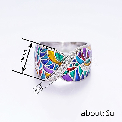 Ethnic Style Brass Micro Pave Cubic Zirconia and Enamel Finger Rings FS-WG810B2-01-1