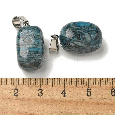 Natural Blue Agate(Dyed & Heated) Pendants G-Z067-03P-07-1