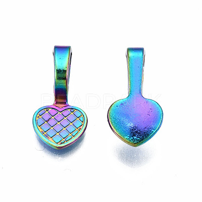 Rainbow Color Alloy Glue-on Flat Pad Bails for Pendant Making PALLOY-N163-098-NR-1