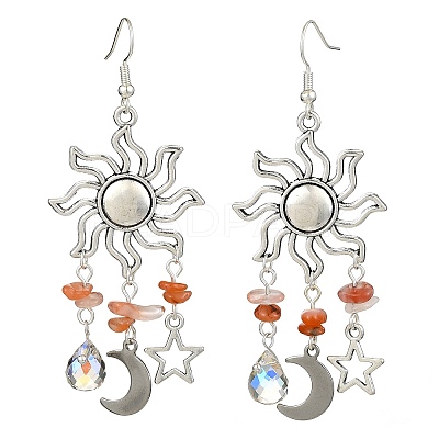 3 Pairs 3 Style Natural Mixed Gemstone Chips Chandelier Earrings EJEW-TA00337-1