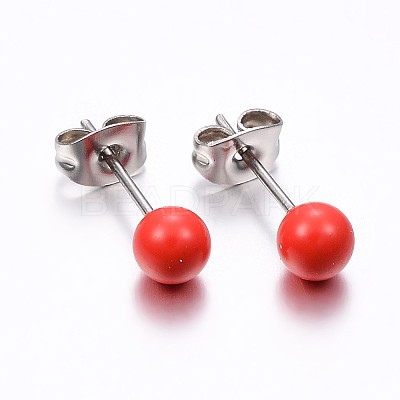 Tarnish Resistant 304 Stainless Steel Spray Painted Stud Earrings LS-EJEW-H353-07-C-1