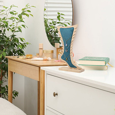 Foot Shaped Wood Anklet Storage Jewelry Rack ODIS-WH0106-23-1