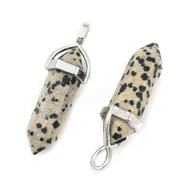 Natural Dalmatian Jasper Double Terminated Pointed Pendants G-D415-03-1