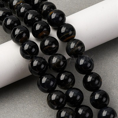 Dyed Natural Blue Tiger Iron Beads Strands G-G286-A03-12mm-1