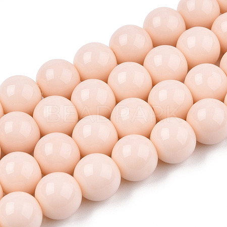 Opaque Solid Color Glass Beads Strands GLAA-T032-P10mm-09-1