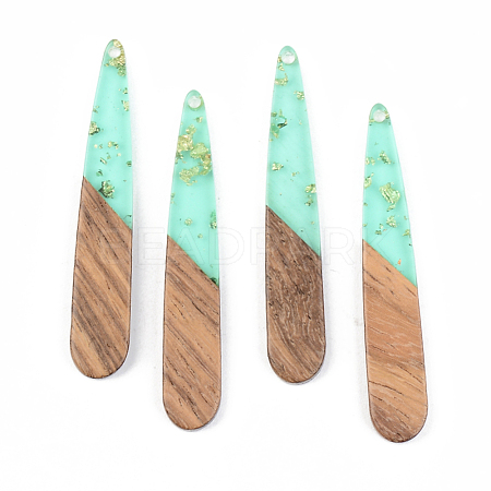 Transparent Resin & Walnut Wood Pendants RESI-S389-039A-B02-1