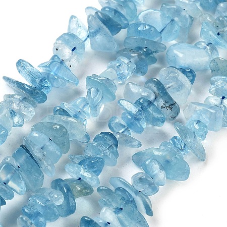 Natural Aquamarine Chip Beads Strands G-E271-96-1
