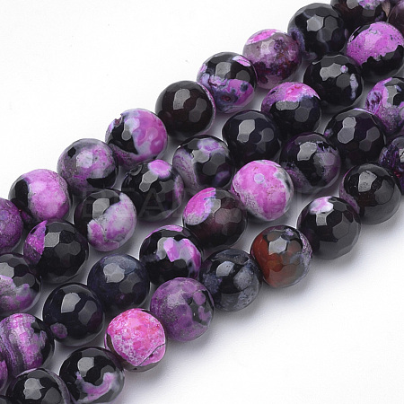 Dyed Natural Fire Crackle Agate Beads Strands X-G-Q462-125A-8mm-1