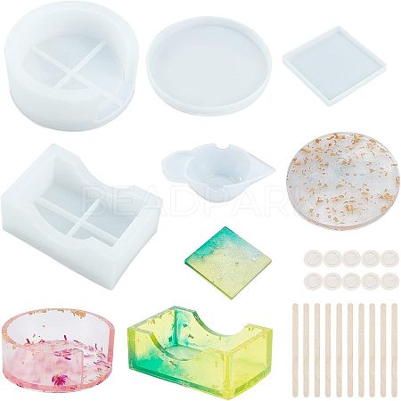 SUPERFINDINGS Cup Mat Silicone Molds Sets DIY-FH0002-21-1