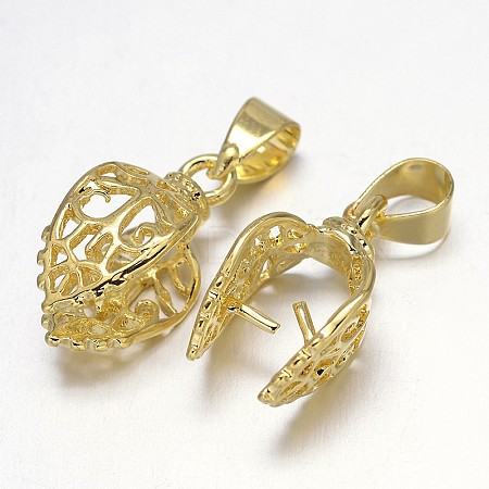 Rack Plating Brass Pendant Pinch Bails KK-E738-20G-1
