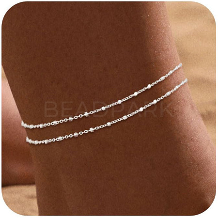 Brass Layered Satellite Chain Double Layer Anklets for Women FS-WG032DF-02-1