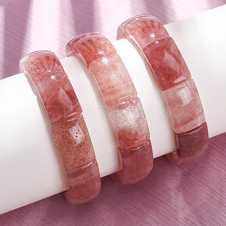 Rectangle Natural Strawberry Quartz Beaded Stretch Bracelets for Women Men GG-CBA9ACE-C10-1