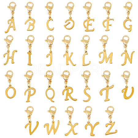 SUPERFINDINGS 26Pcs 304 Stainless Steel Letter Pendant Decorations HJEW-FH0006-51-1