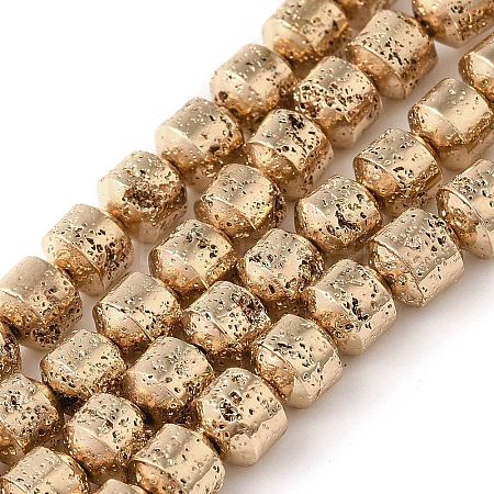 Electroplated Natural Lava Rock Beads Strands G-L606-B02-01C-1