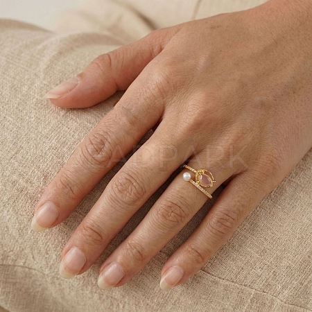 Brass Micro Pave Cubic Zirconia Finger Rings for Women CU-CBAA973-02G-1