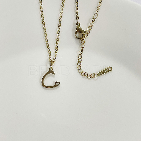 304 Stainless Steel Letter Pendant Necklaces NJEW-WH0027-04C-G-NR-1