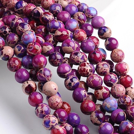 Dyed & Heated Natural Imperial Jasper Round Bead Strands G-M274-03-6mm-1