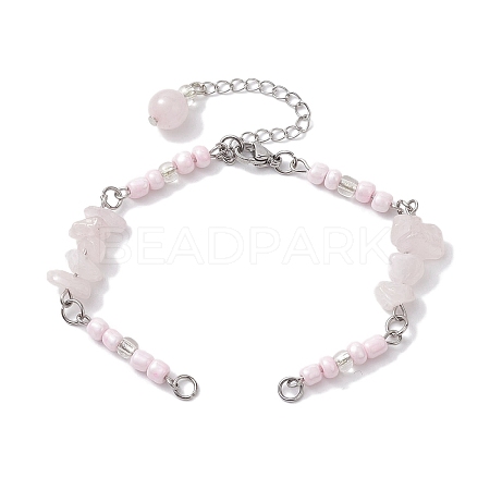 Handmade Seed Beads with Natural Rose Quartz Bracelet Making AJEW-MZ00001-01-1