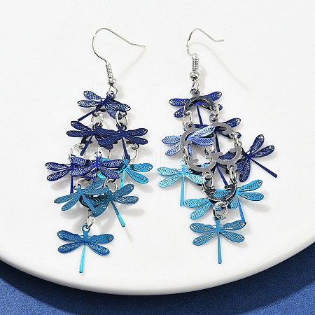 430 Stainless Steel Dragonfly Dangle Earrings EJEW-A137-04P-02-1