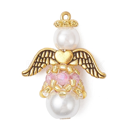 Pearlized Glass Pearl & Glass Pendants PALLOY-MZ00978-01-1