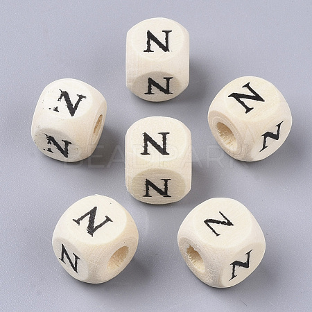 Printed Natural Wood Beads WOOD-T026-001N-1