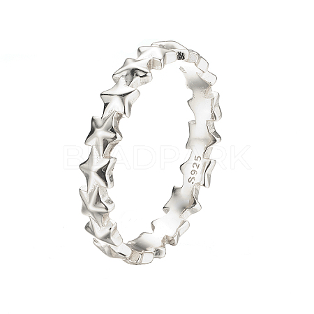 S925 Sterling Silver 3D Star Ring Simple Elegant Versatile Ring FK6410-8-1
