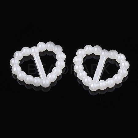 ABS Plastic Imitation Pearl Bead Buckles OACR-S020-35-1