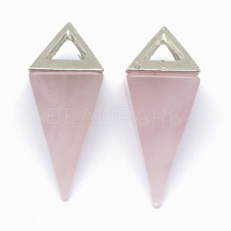 Natural Rose Quartz Pendants KK-E757-D-07P-1