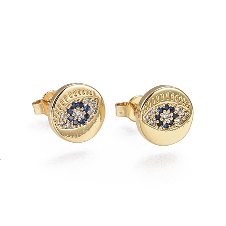 Brass Micro Pave Cubic Zirconia Stud Earrings EJEW-L224-23G-1